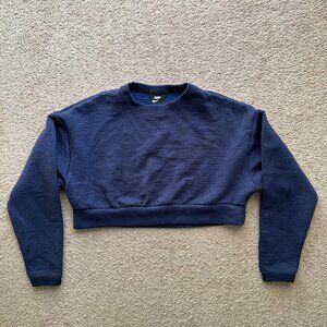 Nike Sweater Womens Small Crewneck Pullover Cropped Blue Logo Long Sleeve